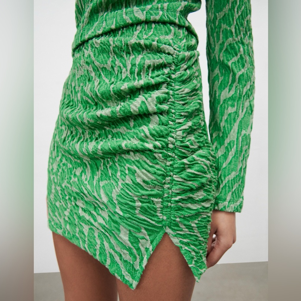 Zara Green and Cream Mini Skirt